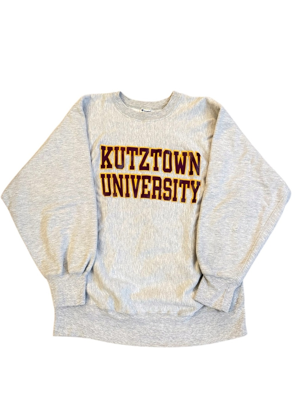 VTG 80s Champion Reverse Weave Kutztown University Crewneck XL Gray Made in USA